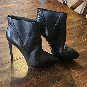 Yves Saint Laurent Black Pointed-Toe Stiletto Ankle Boots